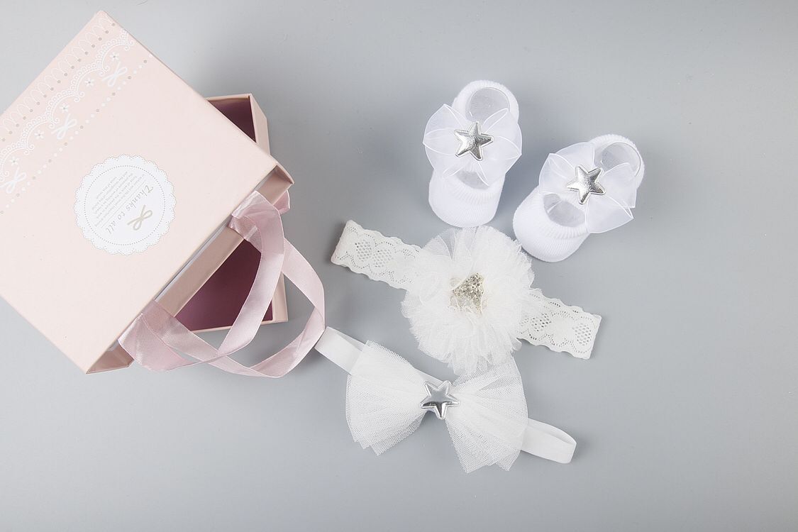 Coffret d'accessoires pour cheveux, chaussettes et chaussures pour bébé
