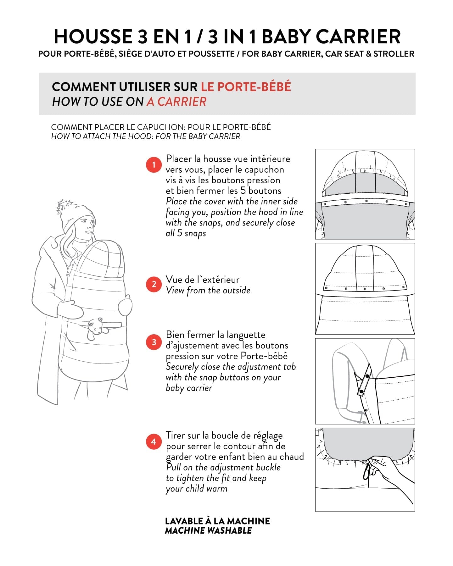 3-In-1 Multifunction Cover For Car Seat, Stroller, And Baby Carrier In Off-White-3