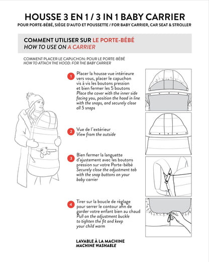 3-In-1 Multifunction Cover For Car Seat, Stroller, And Baby Carrier In Off-White-3