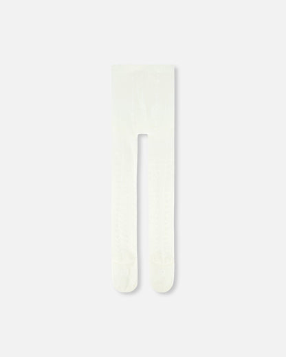 Tonal Jacquard Tights Off White-1