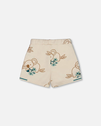 Printed French Terry Short Off-White And Koala-3