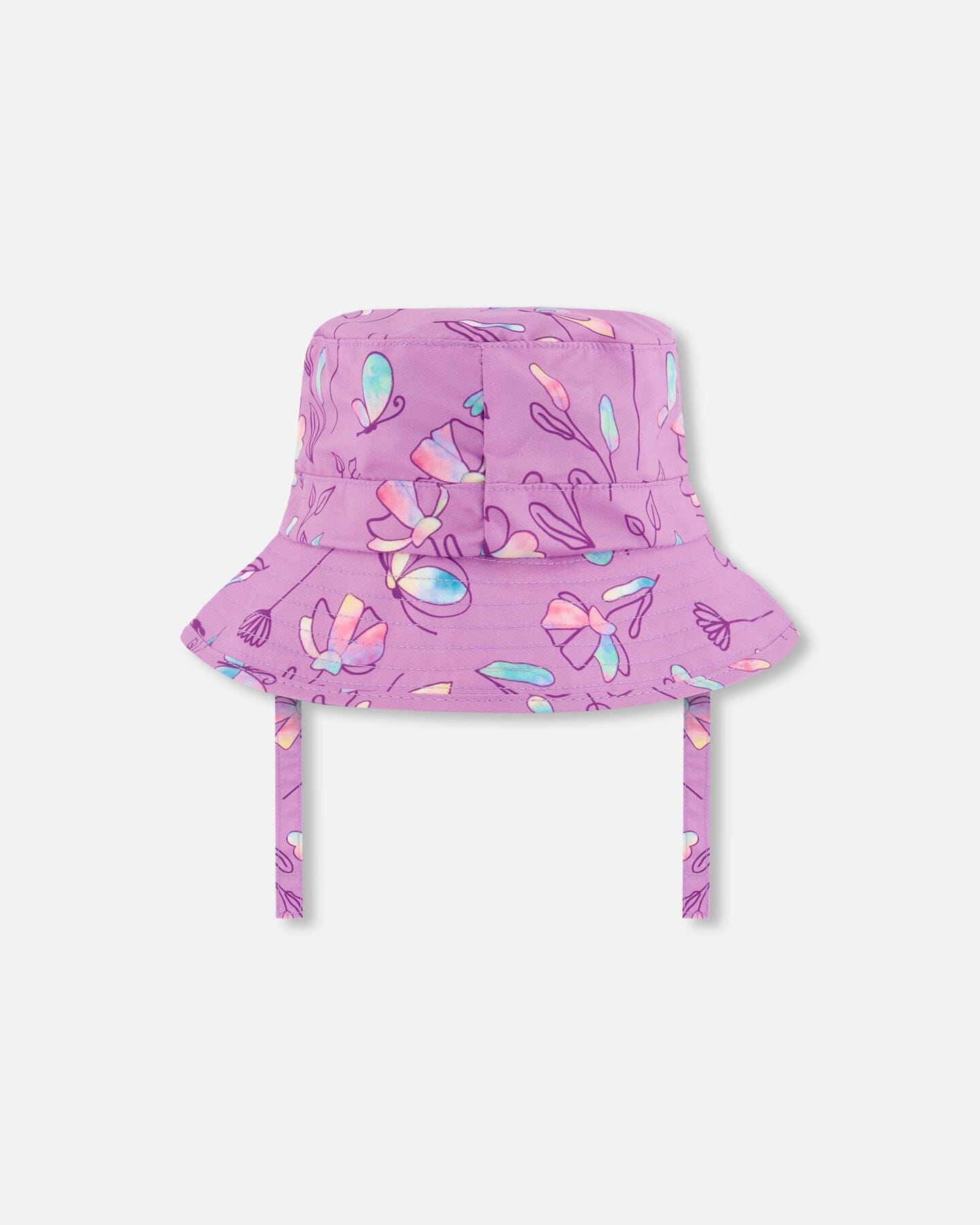 Printed Beach Sun Hat Old Mauve And Multicolored Butterflies-2