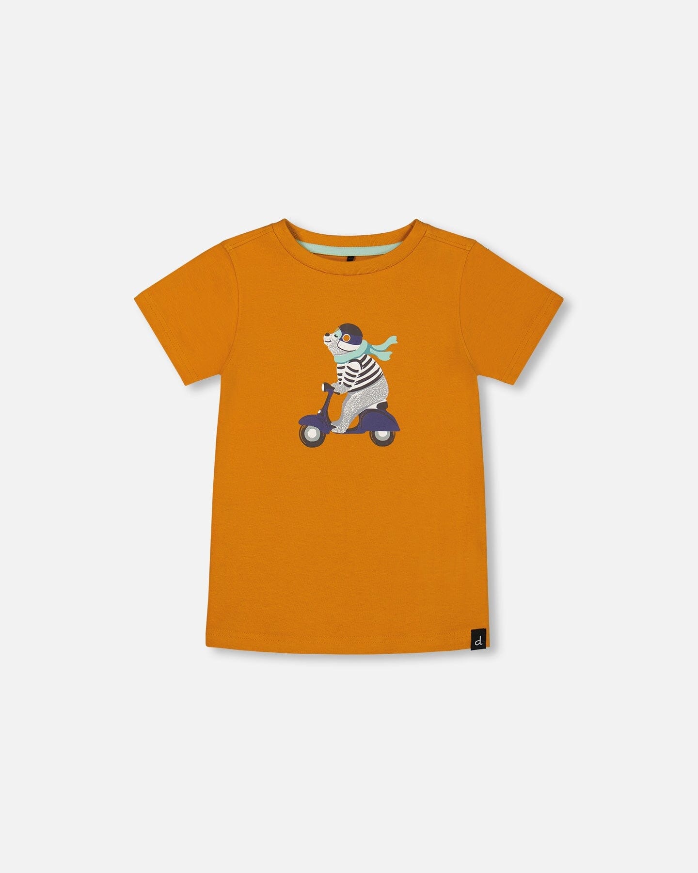 Organic Cotton Tee Vibrant Orange And Blue Vespa-0