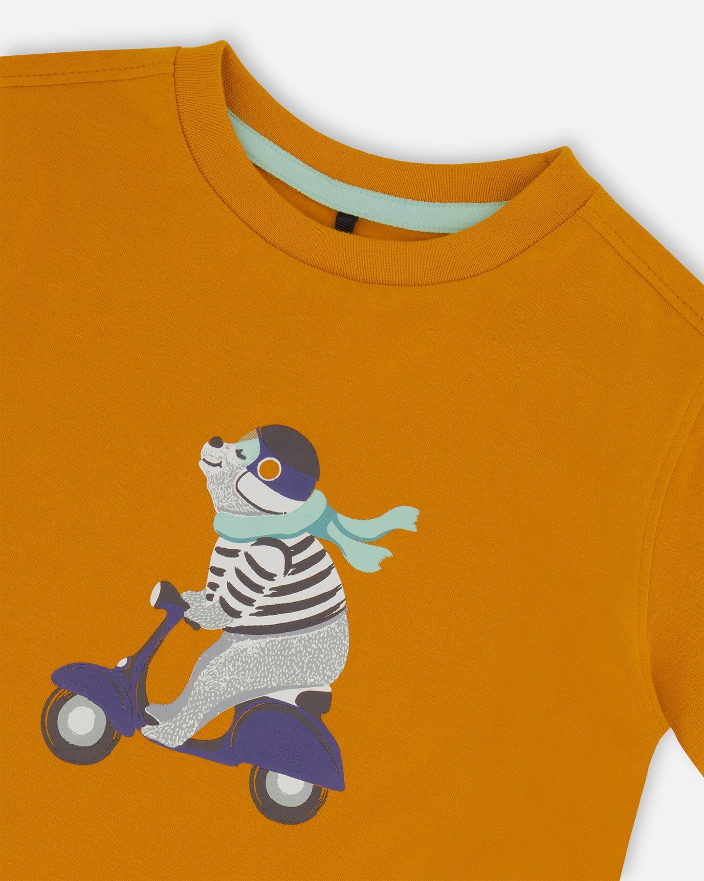 Organic Cotton Tee Vibrant Orange And Blue Vespa-4