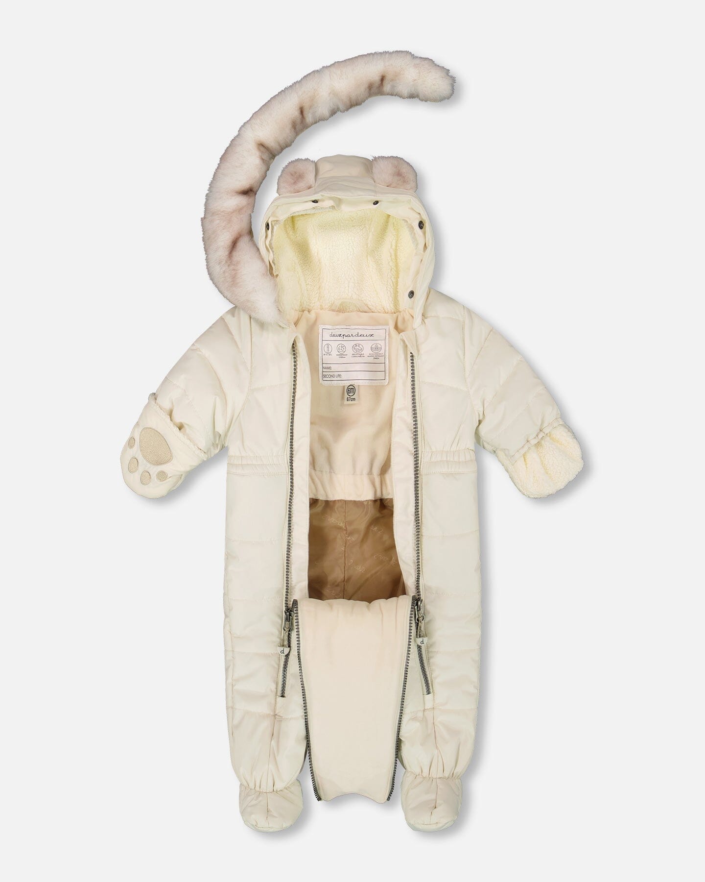 One-Piece Baby Layette Snowsuit Designed For Car Seat White Asparagus-1