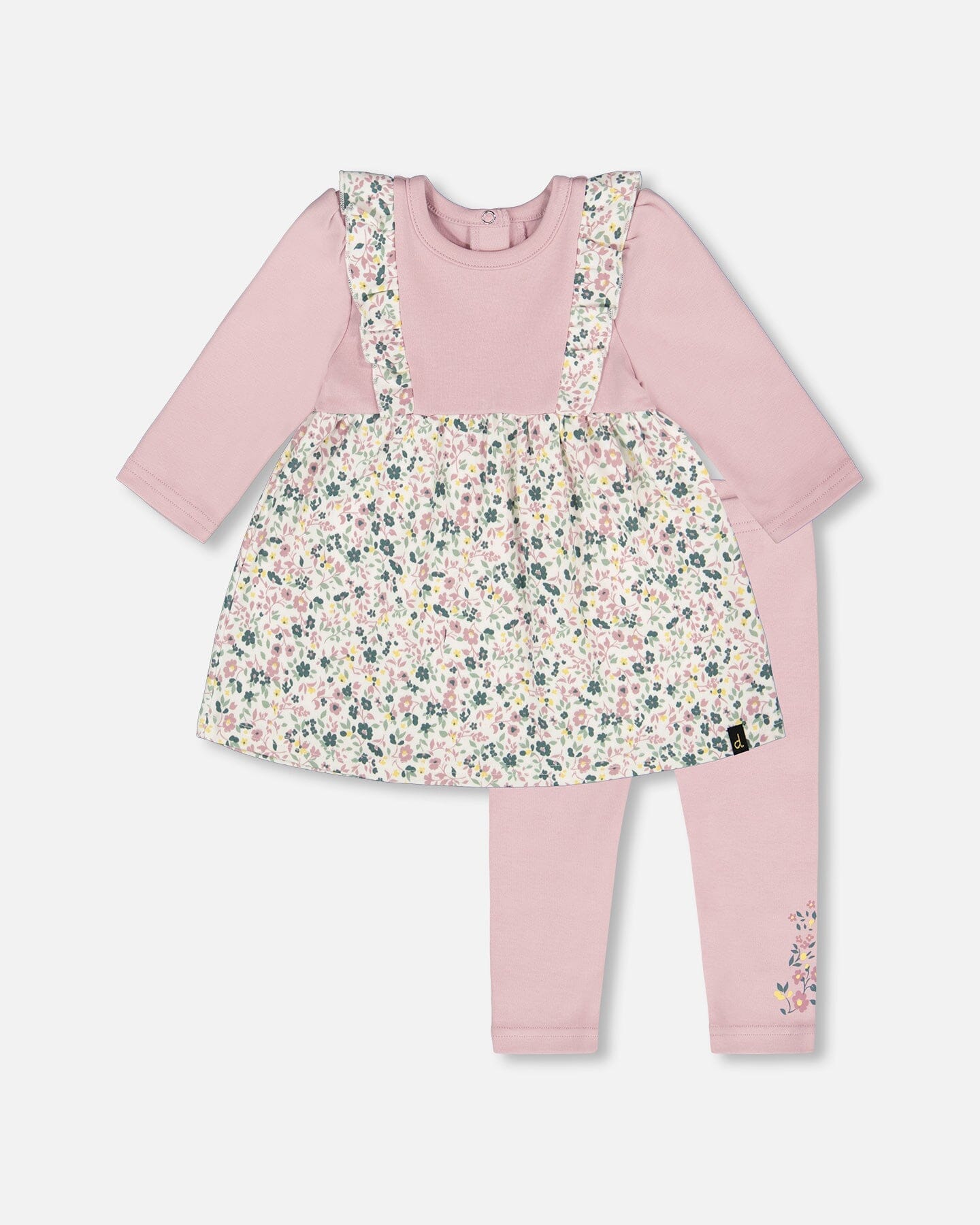 Organic Cotton Bi-Material Tunic And Leggings Set Neutral Purple-0