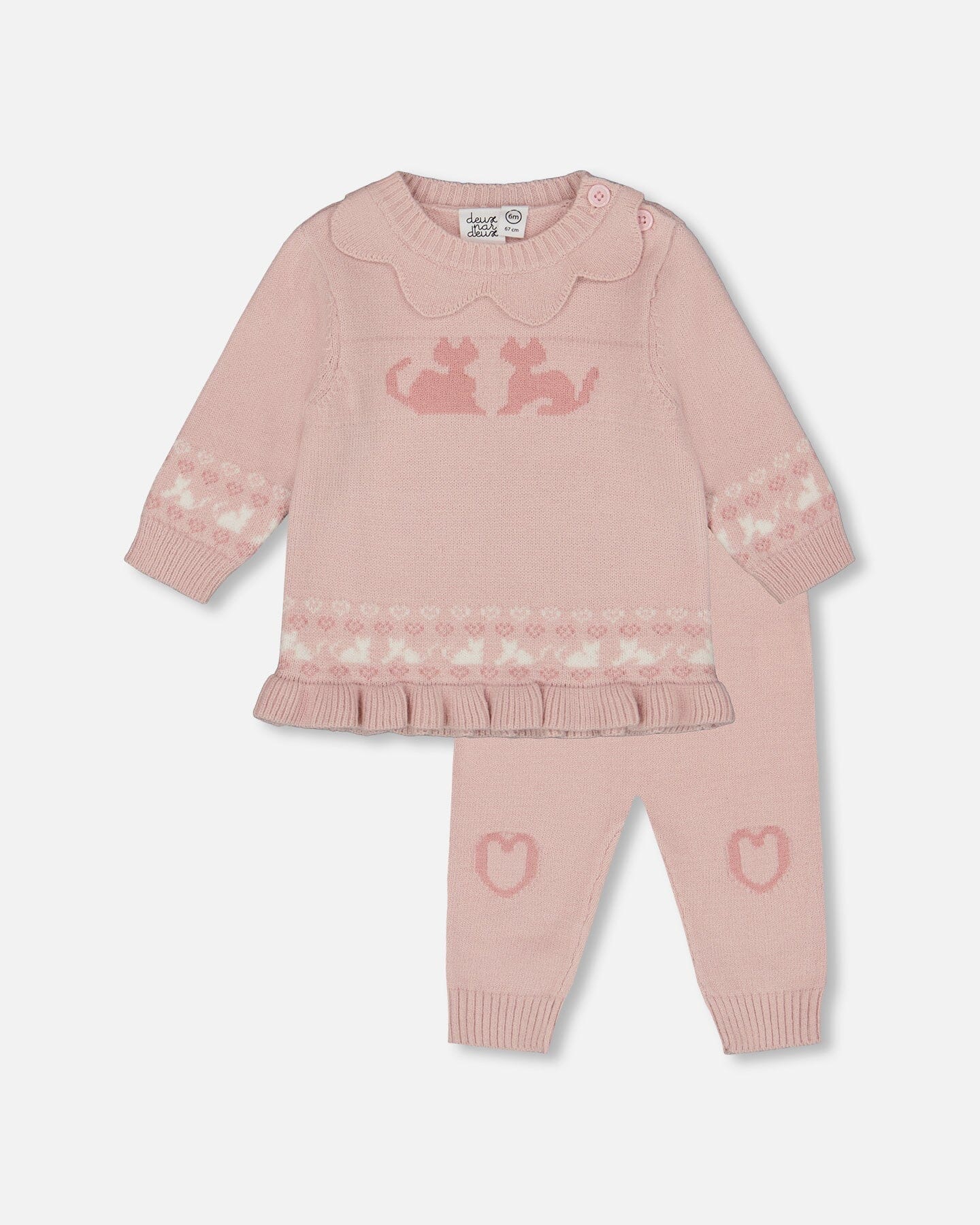 Knitted Top And Pant Set Light Pink-0