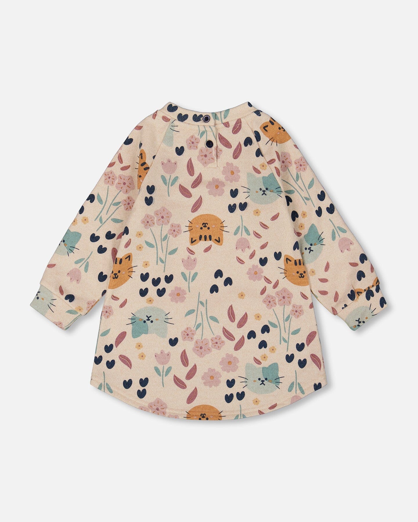 Glittering French Terry Dress Beige Printed Cat-4