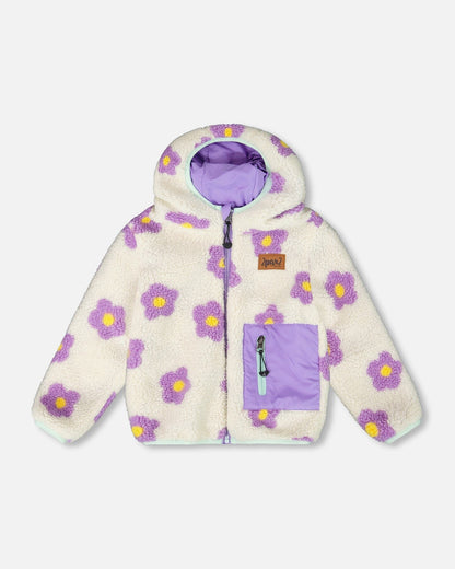 Reversible Mid-Season Sherpa Jacket Lavender Flower-0