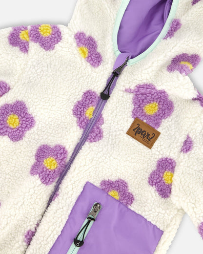 Reversible Mid-Season Sherpa Jacket Lavender Flower-4