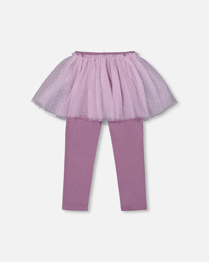 Leggings With Tulle Skirt Purple Gray-2