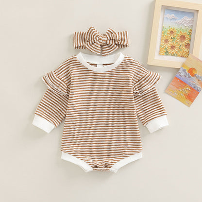 Vêtements pour enfants Combinaison bébé à manches longues et col rond à rayure