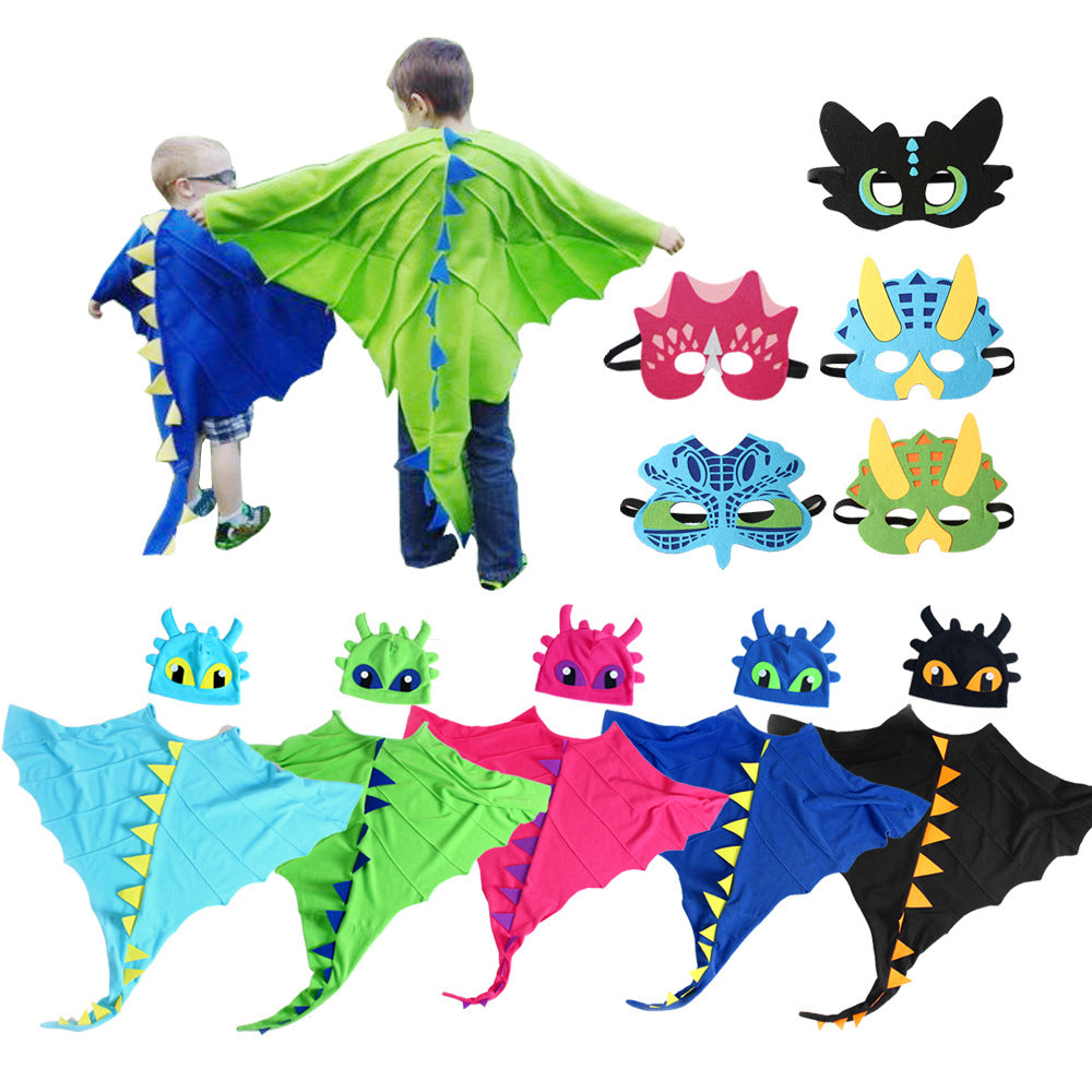 Halloween Dinosaur Cloak Hats Mask Costume Sets-0